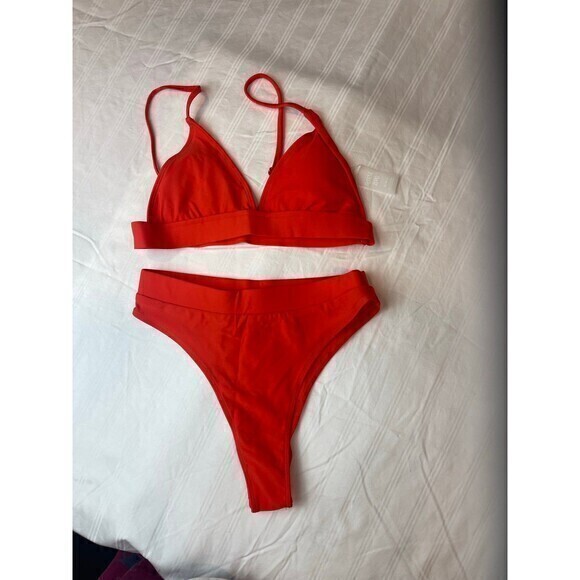 Double Zero Bright Orange High‎ Cut Bikini Set Size Small RefN04 - Picture 5 of 8
